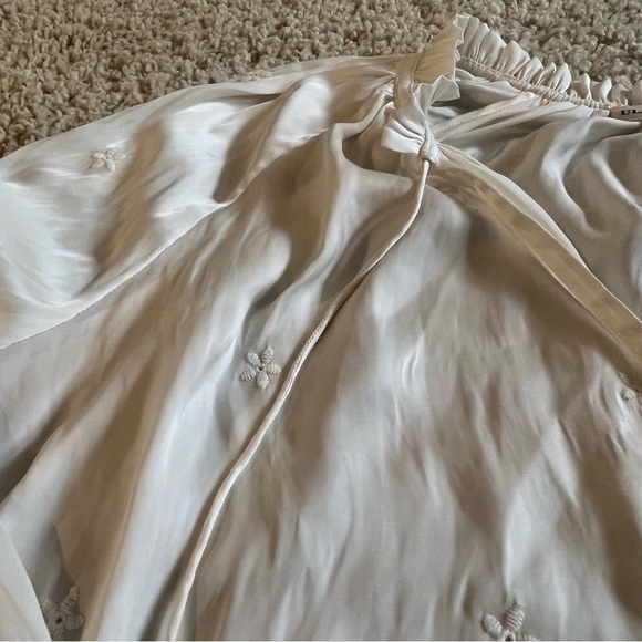 Ulla Johnson Irene Pearl White Drawstring Neck Blouse - Picture 10 of 12